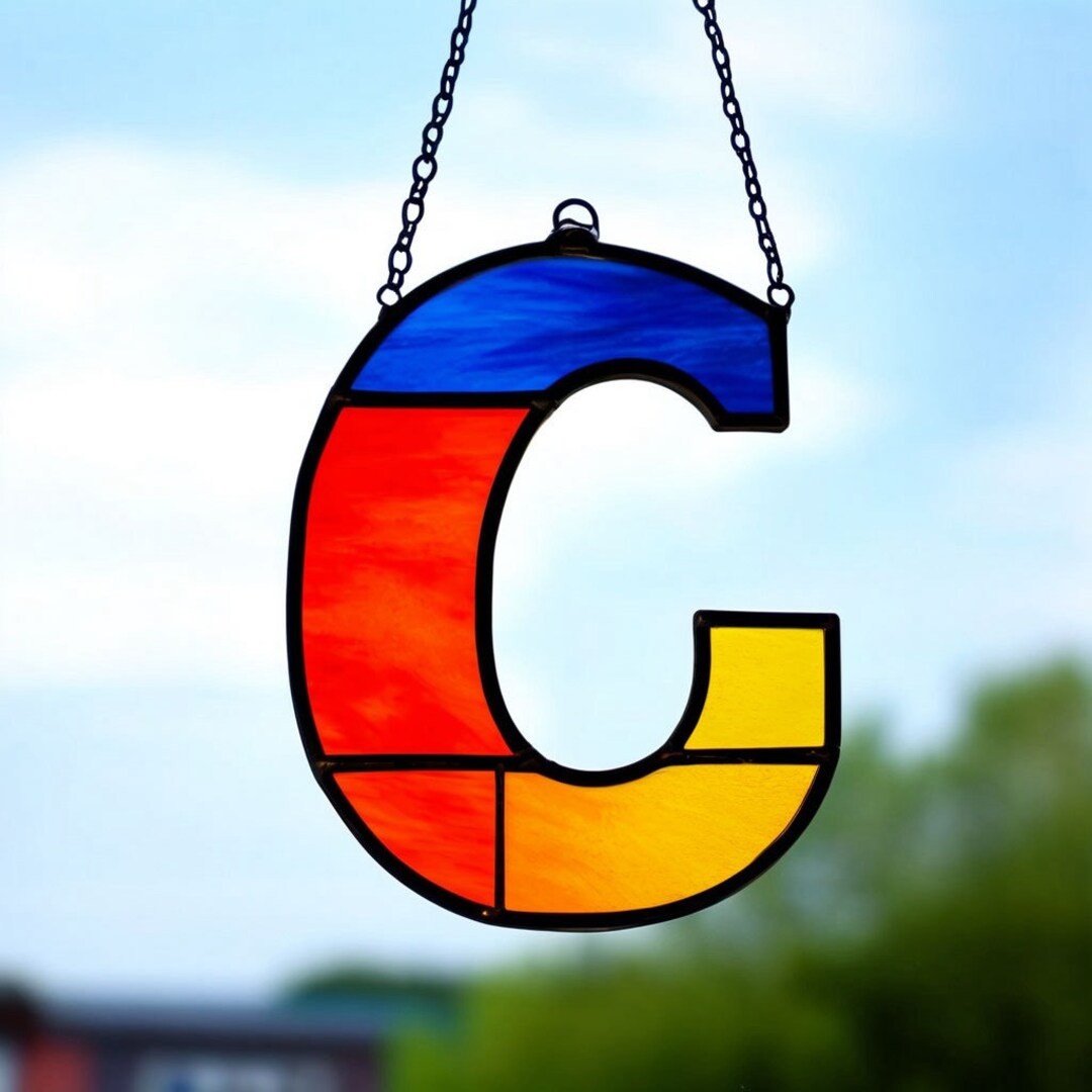 Alphabet Series Letter C Stained Glass Letters Suncatcher Colorful