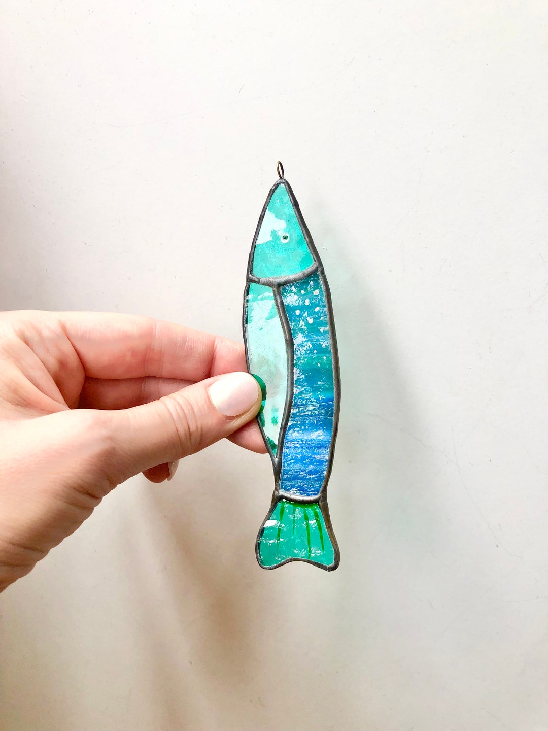 Stained Glass Hanging Fish Suncatcher Window Hanging Wall Etsy