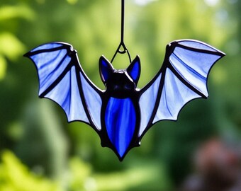 Bat wing Stain glass flittermouse Suncatcher bat decor rearmouse Window hanging Bat Vampire Bat Open wing Bat Lover gift garden Tapestry Bat