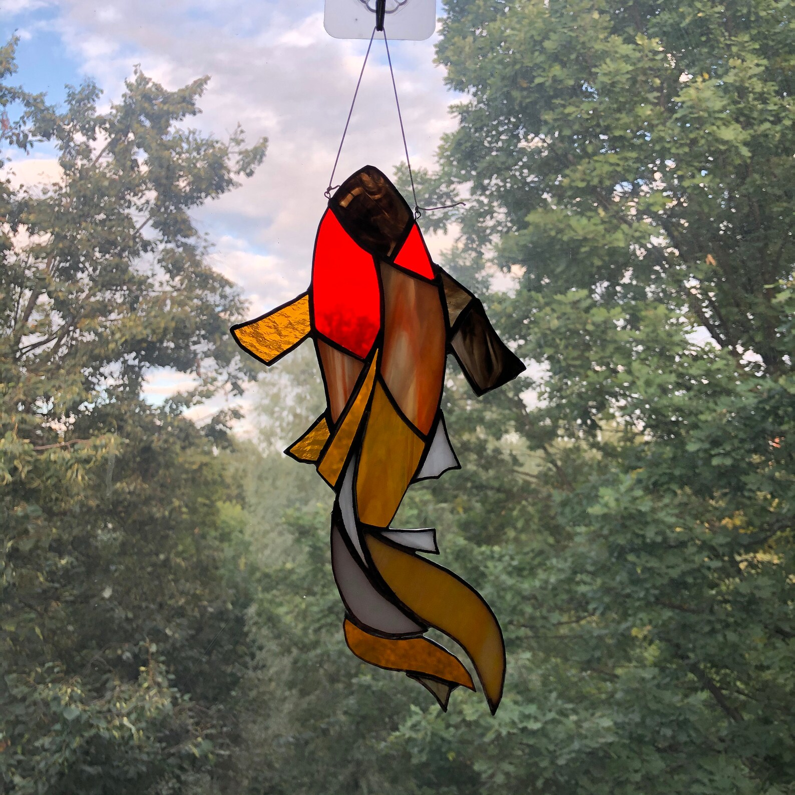 Tropical koi fish art stained glass suncatcher Oceanic Etsy