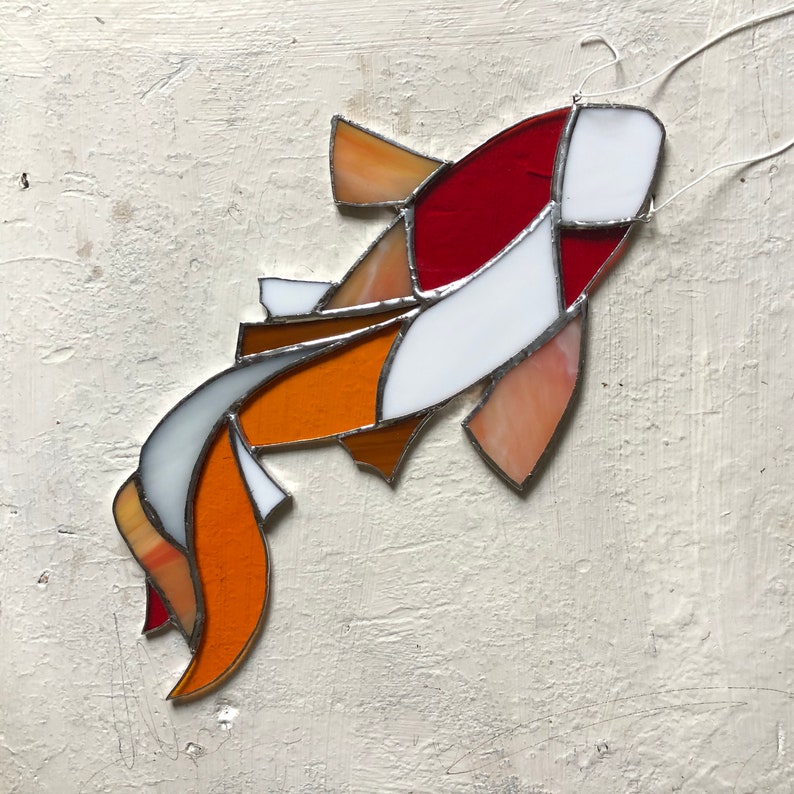 Koi Fish stained glass window hanging Koi lover gift Etsy