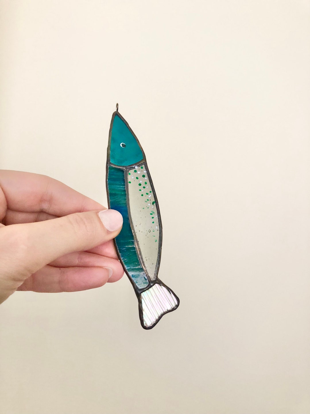 Stained Glass Hanging Fish Suncatcher Window Hanging Wall Etsy