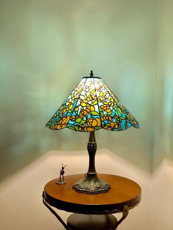 Tiffany Style Lamp With Sakura Flower Light Decor Stained Etsy