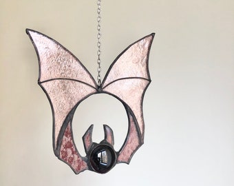 Bat wing Stain glass flittermouse Suncatcher bat decor rearmouse Window hanging Bat Vampire Bat Open wing Bat Lover gift garden Tapestry Bat