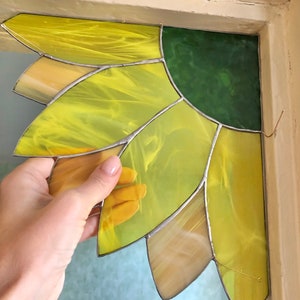 Corner Panel Yellow Sunflower Suncatcher Stain Glass Tiffany Gift Home House Decor Window Wall Hangings Decoration Boho Nature Art Ornament image 6