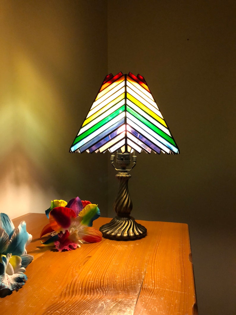 Rainbow Glass Lamp Stained Glass Chandelier Light Decor Etsy