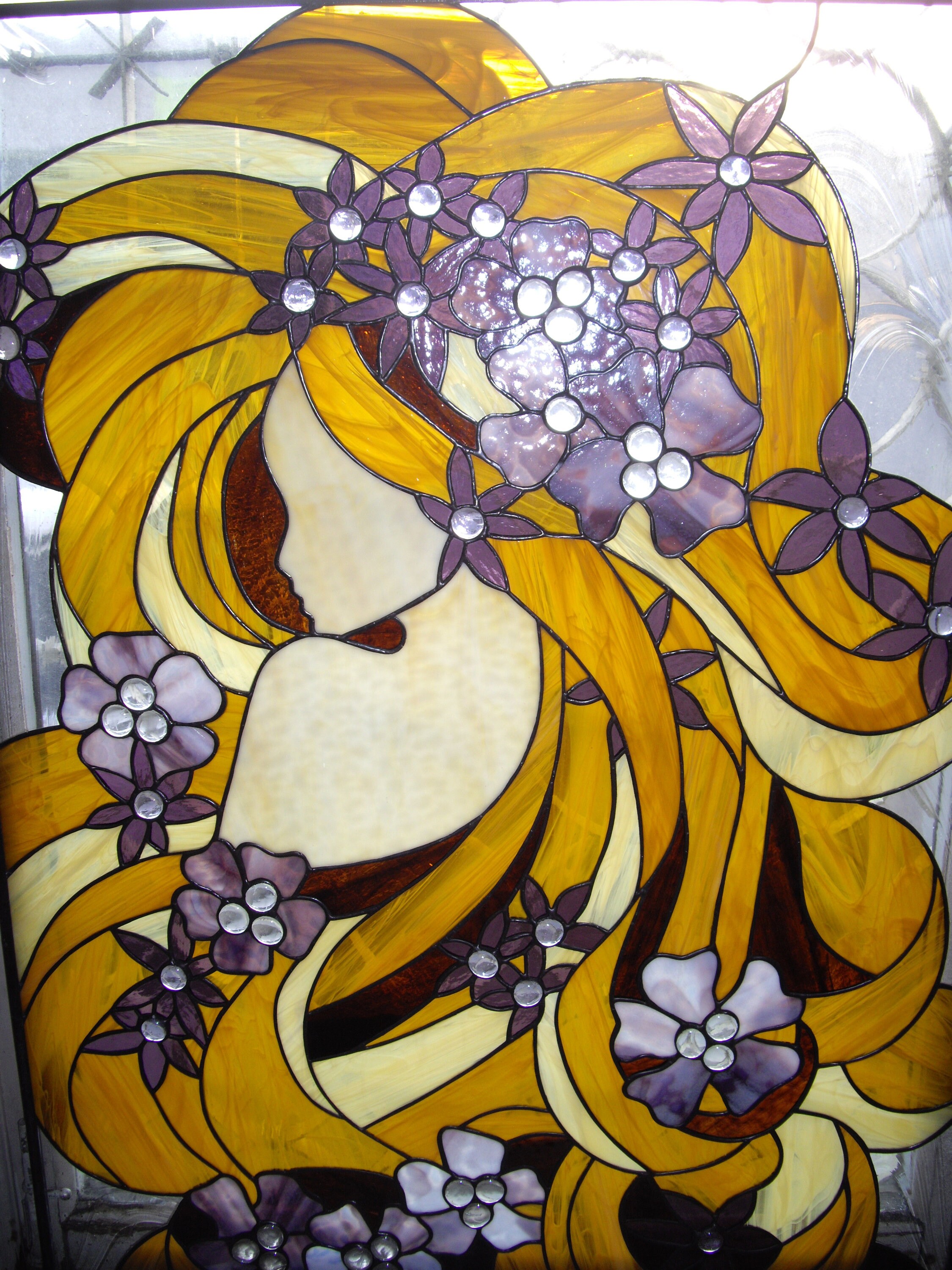 Stained Glass Wall Hanging Panel Large Glass Picture Decor Etsy