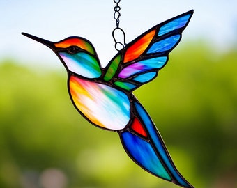 Gebrandschilderd glas Kolibrie suncatcher raamhangers Huis tuin decor cadeau-ideeën voor moeder Aangepaste Vogel kolibrie liefhebber natuur binnenshuis