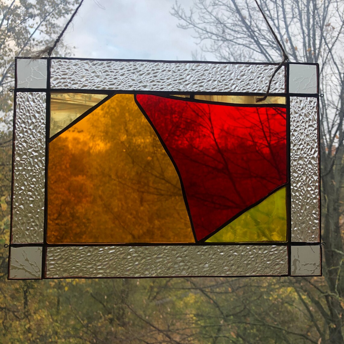 Custom stained glass rectangular panel Christmas Suncatcher Etsy