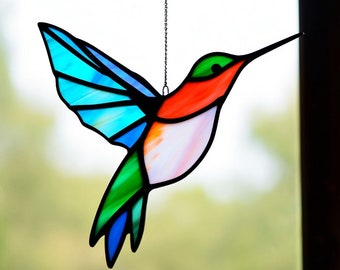 Gebrandschilderd glas Kolibrie suncatcher raamhangers Huis tuin decor cadeau-ideeën voor moeder Aangepaste Vogel kolibrie liefhebber natuur binnenshuis