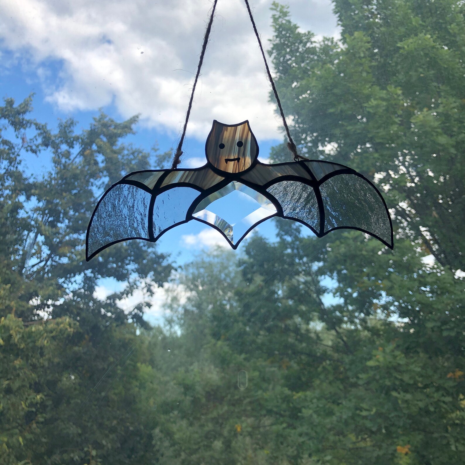 Stain glass bat Halloween Window Decoration Black Bat Etsy