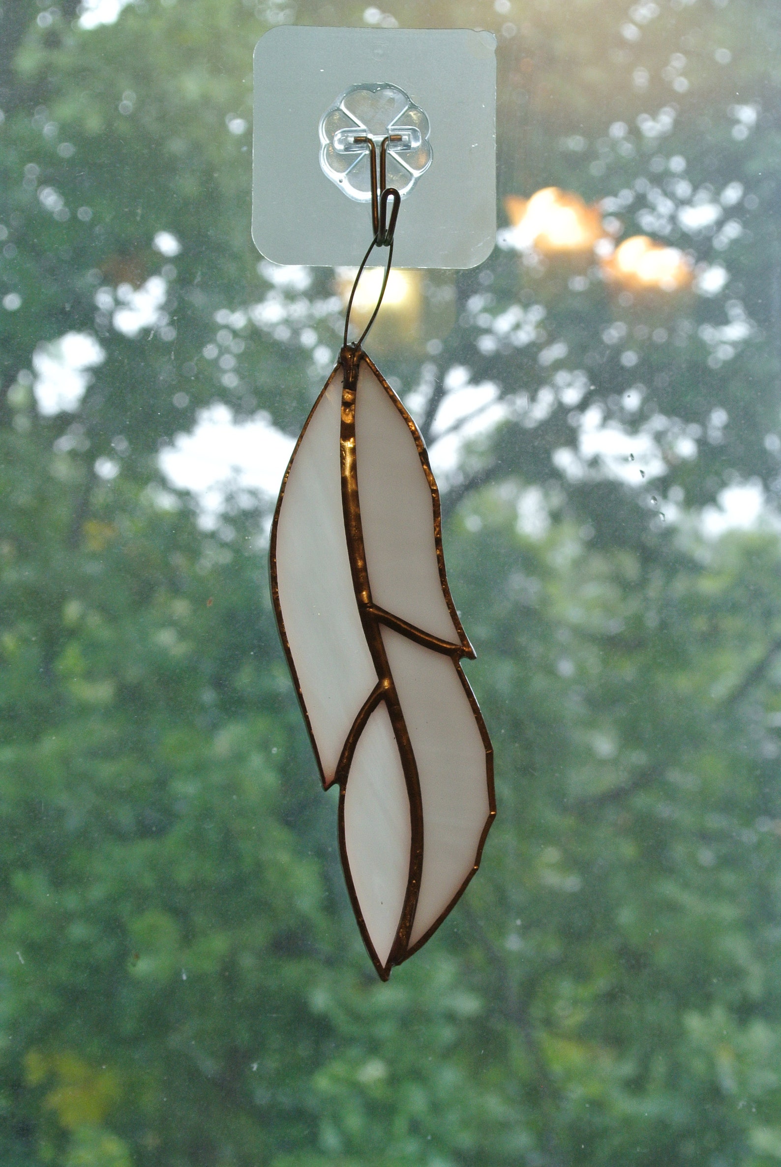 Blue Jay Feather Stained Glass Bird Window Hanging Decor Etsy