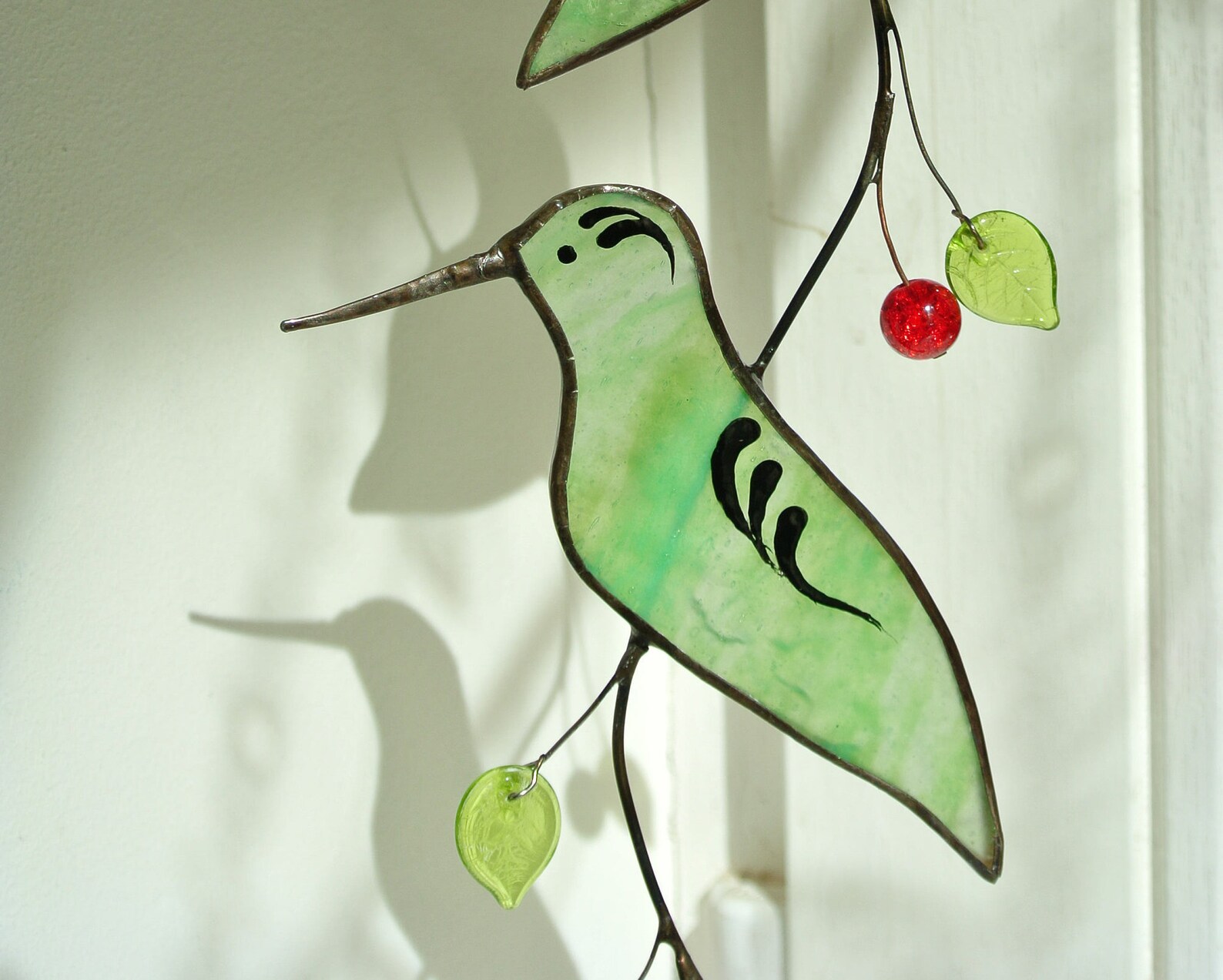 Hummingbird Hanging Stained Glass Bird Window Ornament Turned Etsy