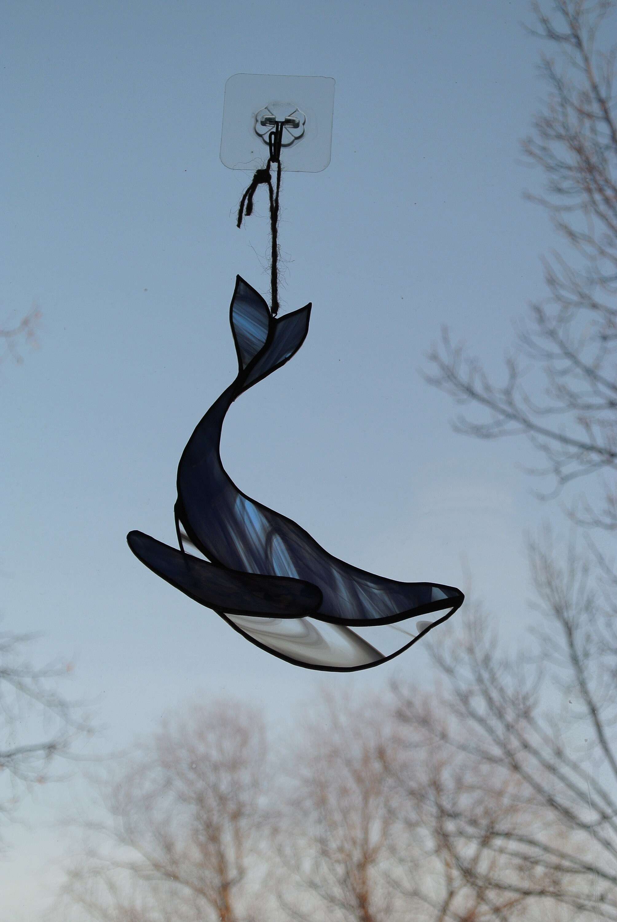 Stained glass whale suncatcher Ocean stained glass window Etsy