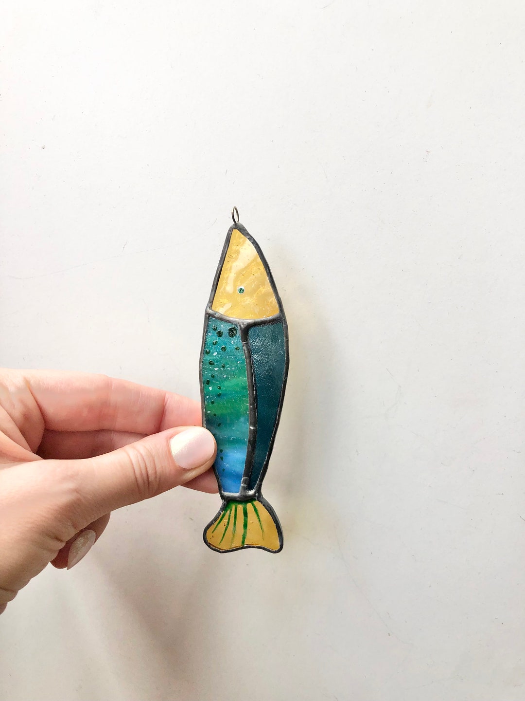 Stained Glass Hanging Fish Suncatcher Window Hanging Wall Etsy