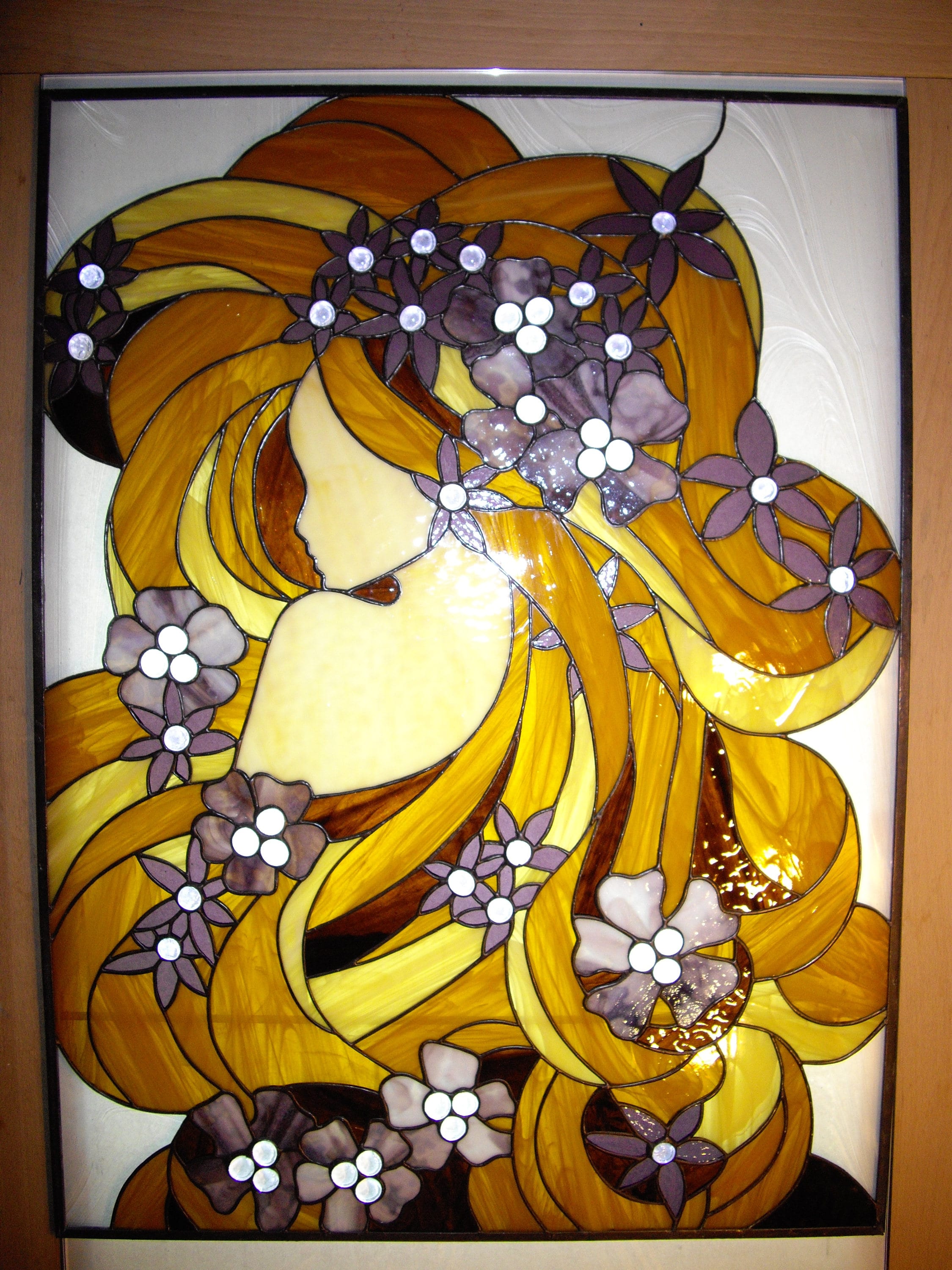 Stained Glass Wall Hanging Panel Large Glass Picture Decor Etsy