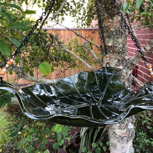 Handmade Bird bath  Hanging Pottery Leaf Bird Bath/Feeder-Custom Made from Garden Leaves || Free Delivery