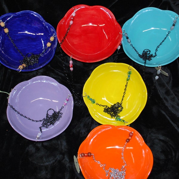 Brighten The World Bird Bath / Bird Feeder Handmade Pottery. Pick your own color.