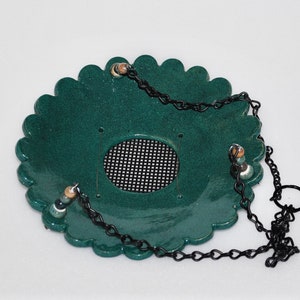 Handmade Hanging Pottery Birdfeeder - Unique Original Design Rainwater Drainage Mesh - Choice of color