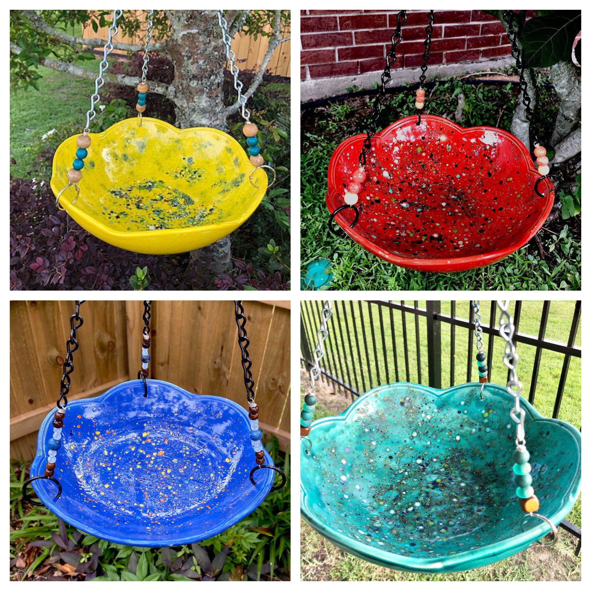 Speckled Bird Bath / Feeders Each unique and oneofakind. Etsy