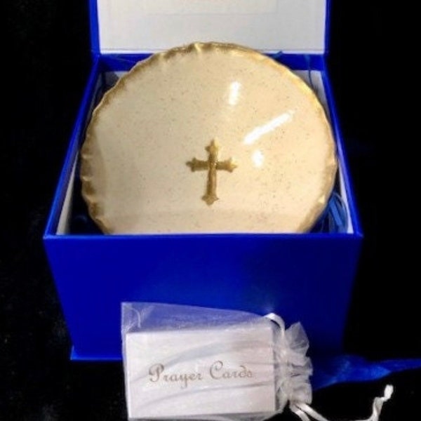 Handmade Pottery Prayer Bowl comes w/30 intention cards.  Great for Wedding Birthday Anniversary Engagement Housewarming gift