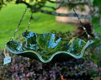 Handmade Bird bath  Hanging Pottery Leaf Bird Bath/Feeder-Custom Made from Garden Leaves || Free Delivery
