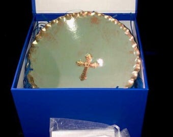 Handmade Pottery Prayer Bowl with 30 Prayer Intention cards. Each Unique -  Wedding Religious Christian Birthday Communion