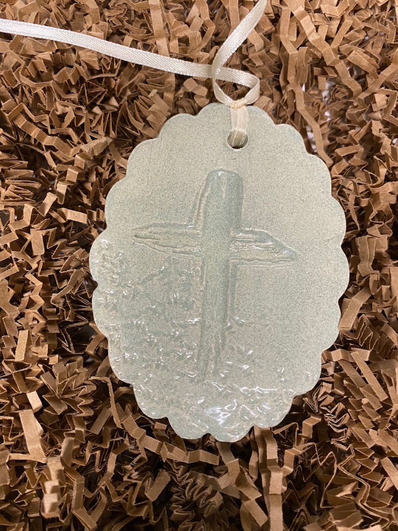 Set of 3 Pottery Christmas Cross Ornament/wall Hanger Accent Etsy