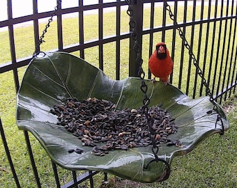 Hanging Pottery Leaf Bird Bath/Feeder-Custom - Perfect Gift Item.  Made from Garden Leaves