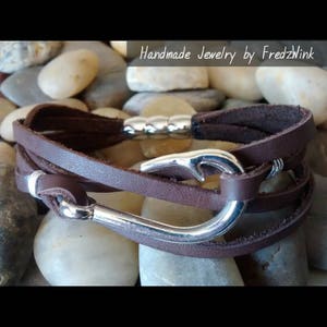 Man leather bracelet | Hook | Man Gift | Handmade