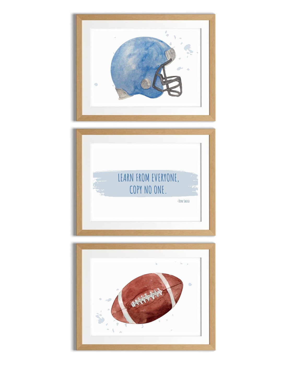 Childrens Wall Art Sports Watercolors Football Themed Art Etsy