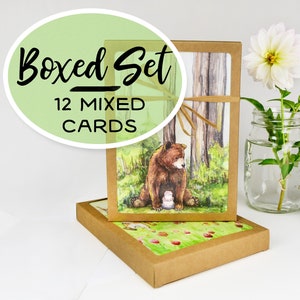 Boxed set of animal greeting cards  5"x7" - 12 Assorted all occasions animal cards - blank inside - eco friendly plastic-free