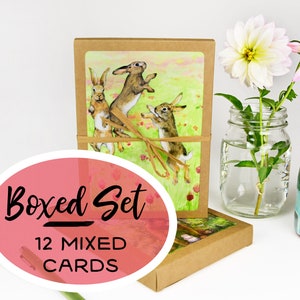 Boxed set of cards - set of 12 eco friendly animal cards - Assorted greeting cards for all occasions - blank inside - nature lover gift