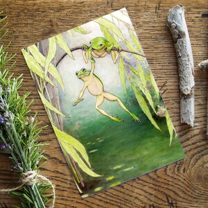 Hang in There-kaart, kikker-wenskaart, aanmoedigingskaart, blanco binnen 5 x 7 inch milieuvriendelijke lieve dierenwenskaart, I Got You-kikkerkaart