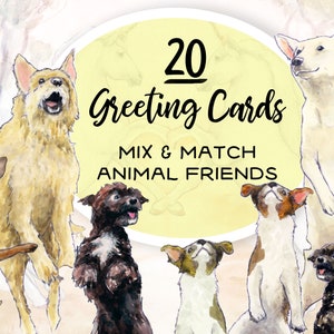 Greeting Card set 20 - Assorted bulk all occasion cards - 5x7 sustainable greeting cards - birthday card set - woodland animals art cards