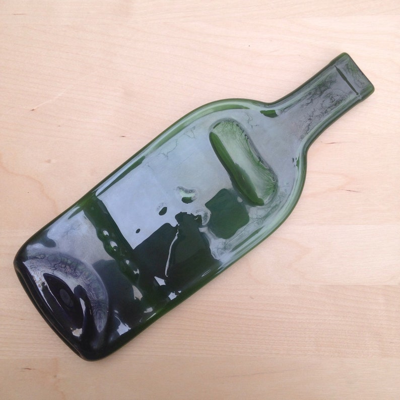 Imperfect Green Glass Wine Bottle Cheese Tray image 3