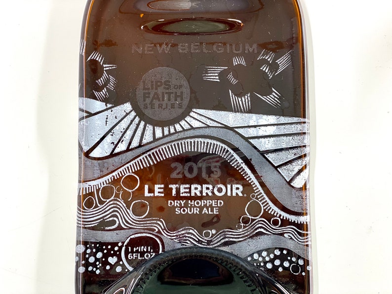 Imperfect New Belgium Le Terroir Dry Hopped Sour Ale Beer Bottle Spoon Rest, Flattened Bottle image 2