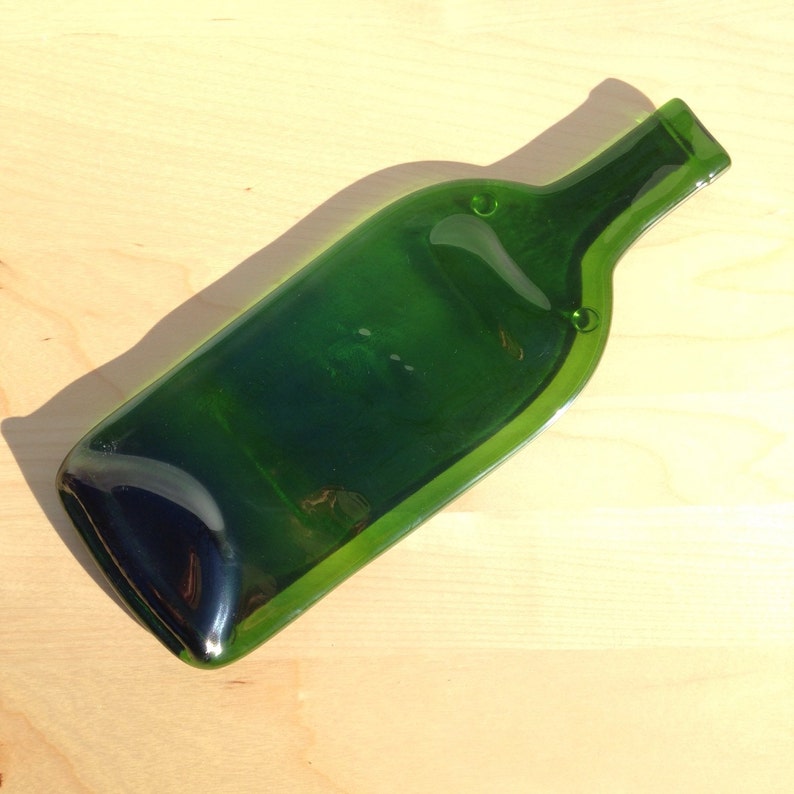 Imperfect Green Glass Wine Bottle Cheese Tray image 1