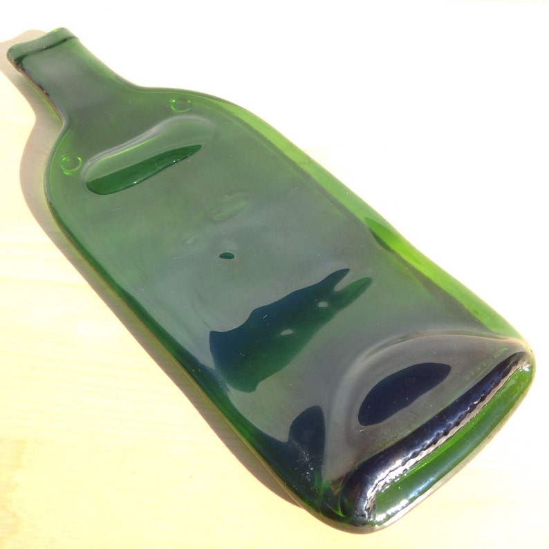 Imperfect Green Glass Wine Bottle Cheese Tray image 5