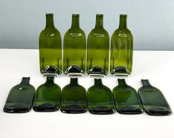 Lot of 10 Imperfect Green Glass Wine Bottle Cheese Tray or Spoon Rest, Wholesale Lot, Fund Raiser, Craft Project Supply