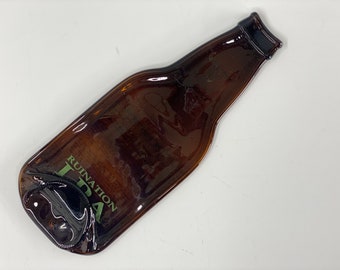 Second Quality Stone Ruination IPA Beer Bottle Spoon Rest, SALE, Faded Print Flattened Bottle, Slumped Glass, Upcycled Glass, Guy Gift