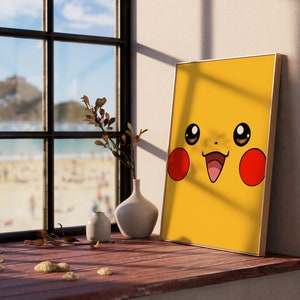 Pikachu Art Print, Badezimmer Dekor, Pikachu Pokemone Wanddekoration, Pokemone Wandkunst, Pikachu Minimal Pokemone Poster, Badezimmer Wandkunst, Geschenk