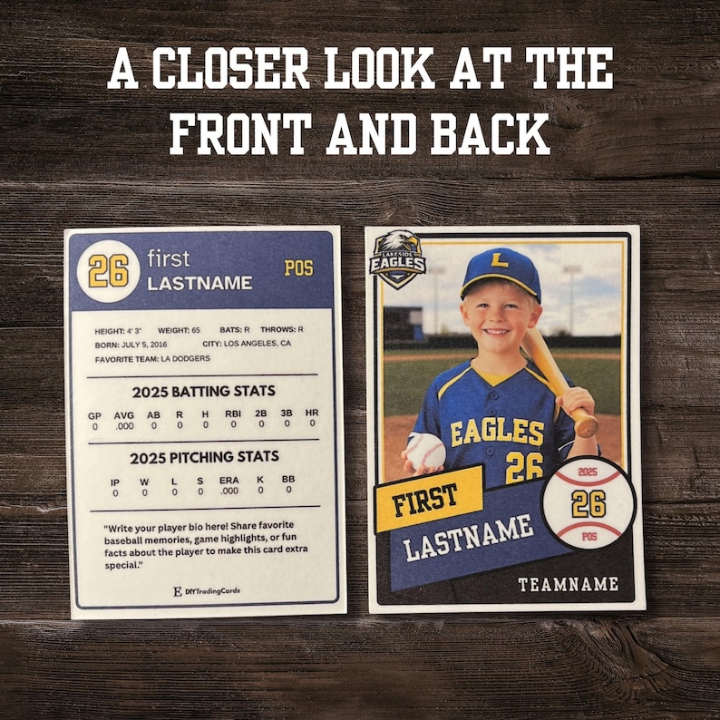 Custom Printed Baseball Trading Card | Personalized Player Photo Card ...