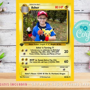 Trading Card Birthday Invitation with Picture Photo Printable Editable Template Corjl Digital or Printed Birthday Invitation