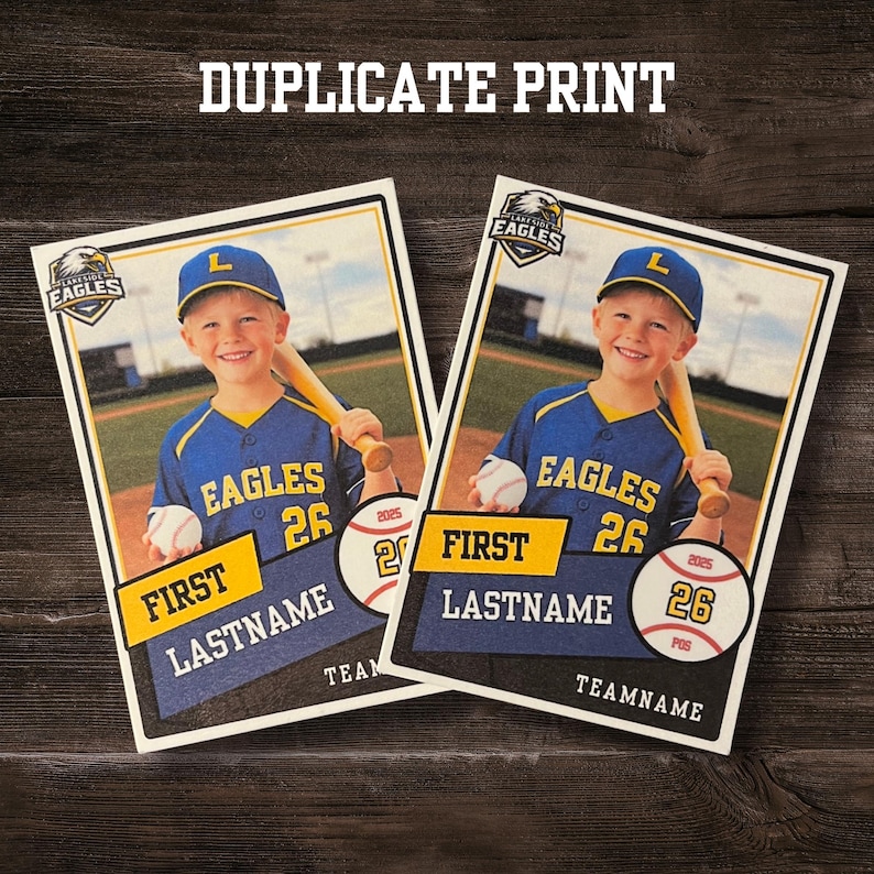 Custom Printed Baseball Trading Card | Personalized Player Photo Card ...