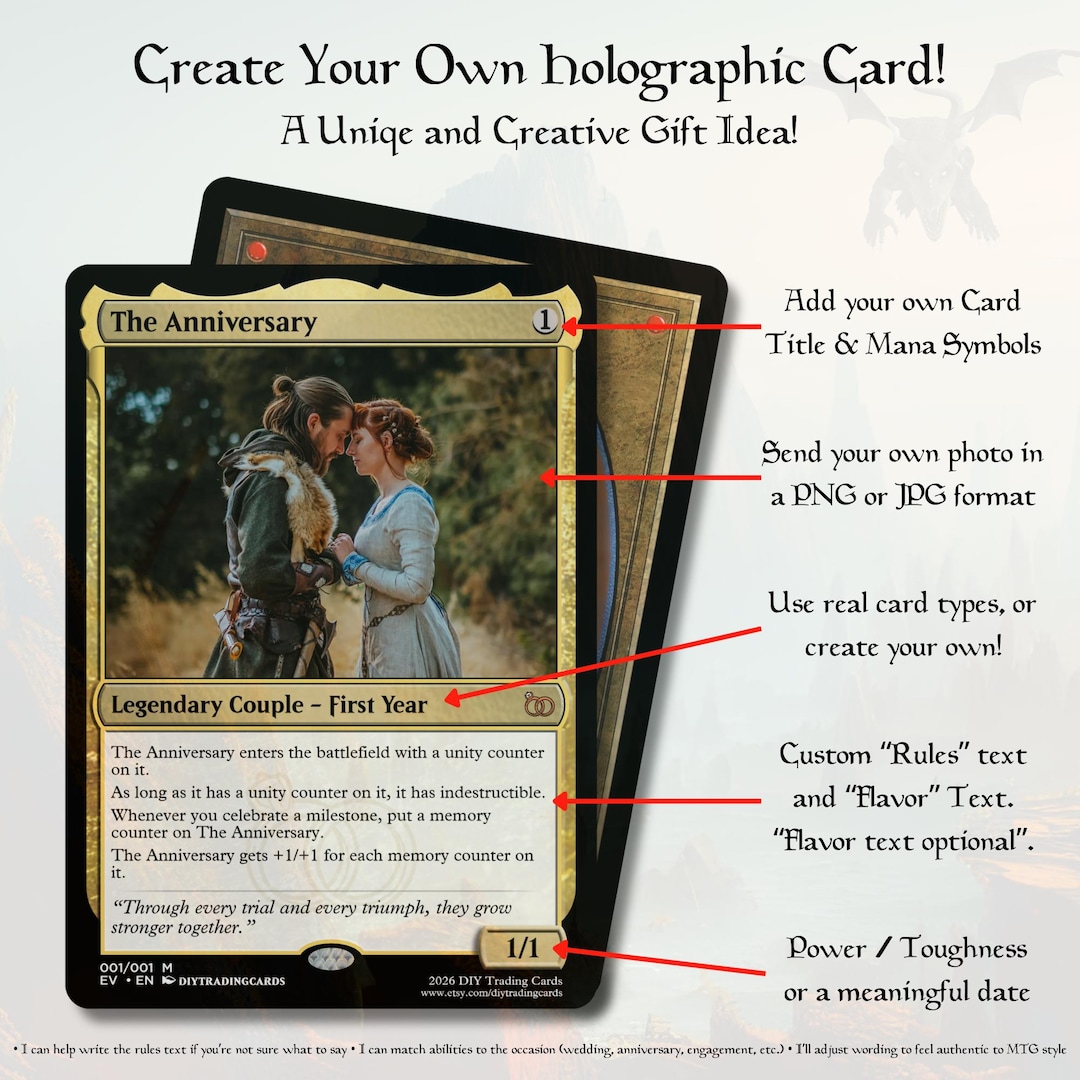 Custom Handmade MTG Style Trading Card: Personalized Anniversary, Wedding,  Pet, Fathers Day, Mothers Day, Birthday, Gift. - Etsy