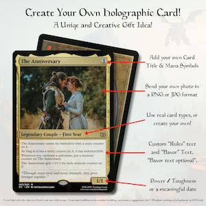 Custom Handmade MTG Style Trading Card: Personalized Anniversary, Wedding, Pet, Fathers Day, Mothers Day, Birthday, Gift.