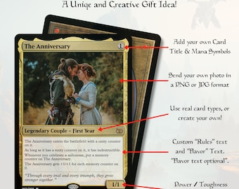 Individuell handgefertigte Sammelkarte im MTG-Stil: Personalisierte Hochzeit, Haustier, Vatertag, Muttertag, Geburtstag, Geschenk.