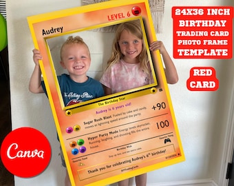 Trading Card Birthday Photo Frame Template, 24x36 Party Prop (Canva Template)