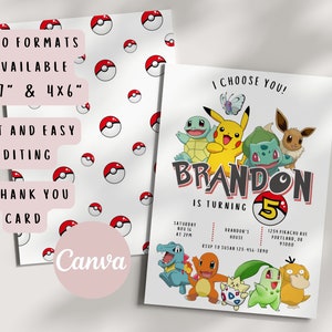 Pokemone Printable Birthday Invitation, editable invitation | kids birthday invite | Instant Download | birthday party template